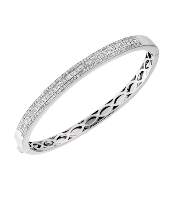 Three Row Channel Set Diamond Bangle