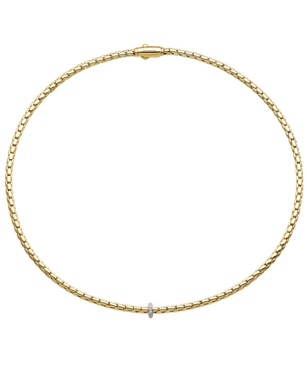 Stretch Spring Collar Necklace with Diamond Rondelle