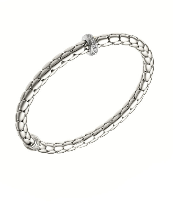 Stretch Spring Diamond Rondelle Bracelet – 18ct White Gold