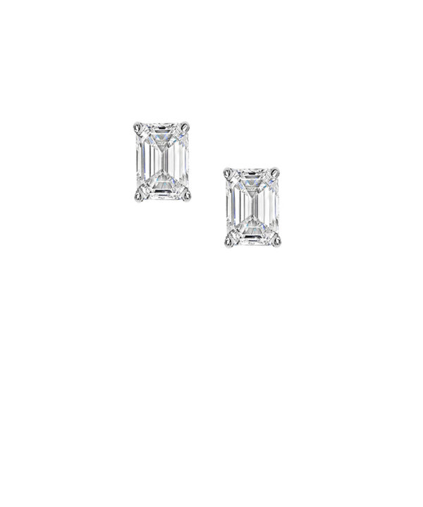 Emerald Cut Diamond Stud Earrings