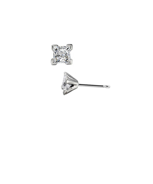 Princess Cut Diamond Corner Claw Studs