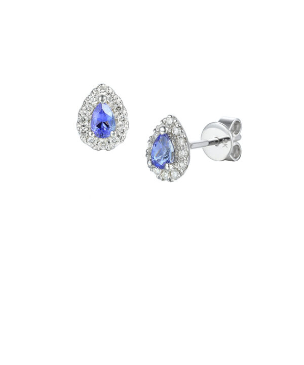 Tanzanite & Diamond Halo Stud Earrings