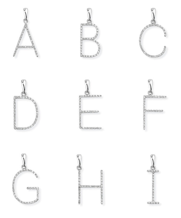 Diamond Set Initial Charm Pendants - Image 4