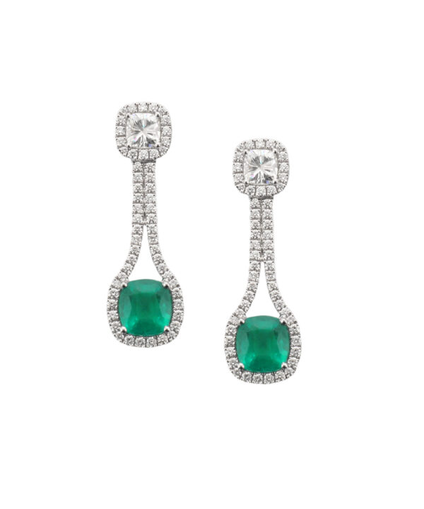 Emerald & Diamond Drop Earrings