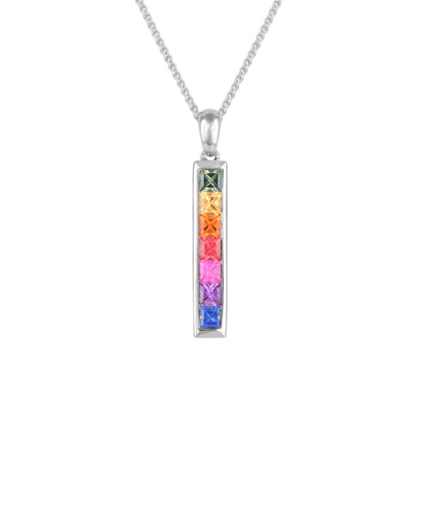 Rainbow Sapphire Bar Pendant