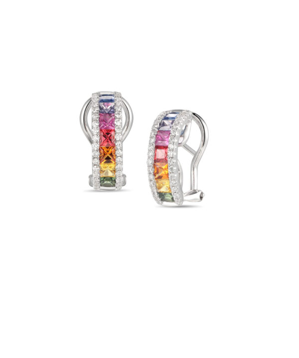 Rainbow Sapphire & Diamond Earrings