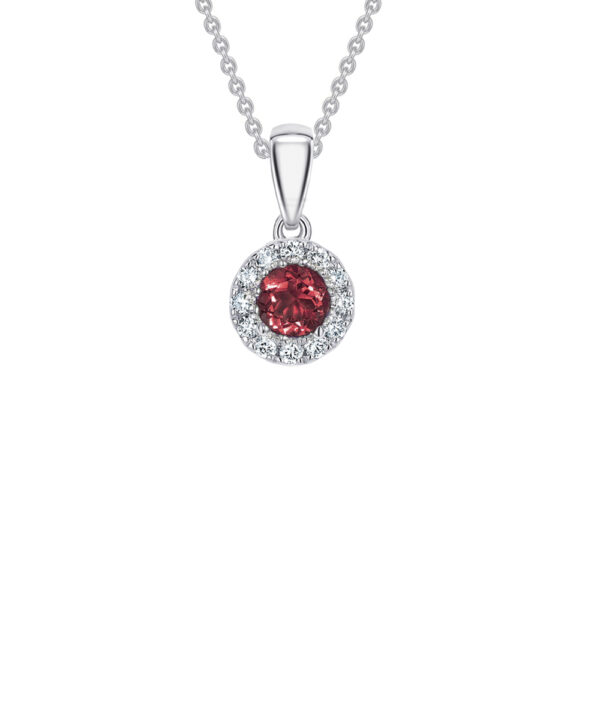 Garnet & Diamond Halo Pendant