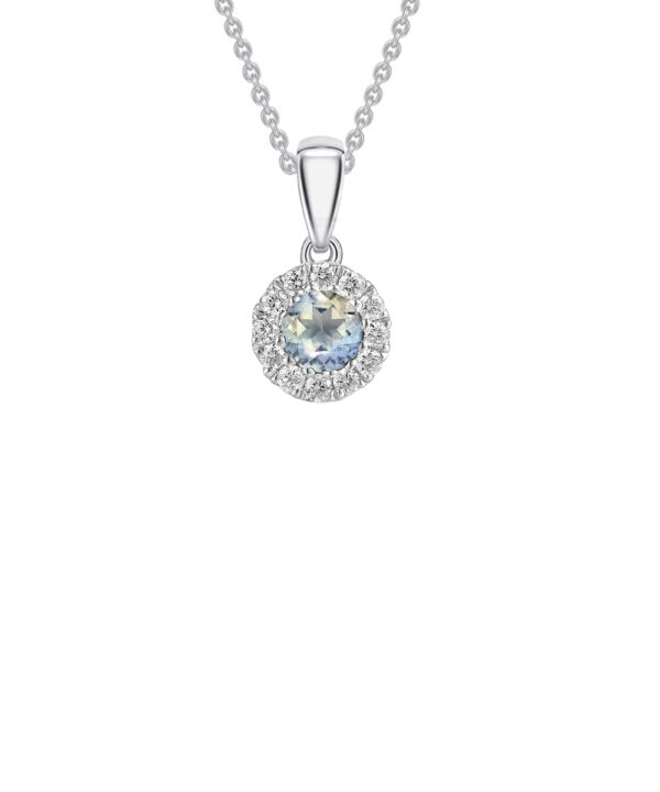 Moonstone & Diamond Halo Pendant