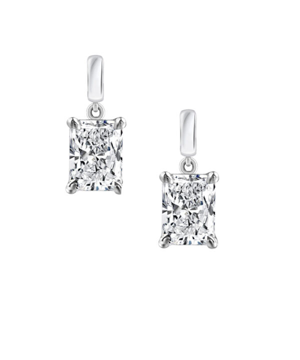 Radiant Cut Lab Grown Diamond Drop Earrings