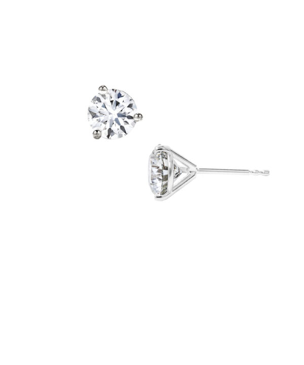 Three Claw Diamond Stud Earrings – 18ct White Gold