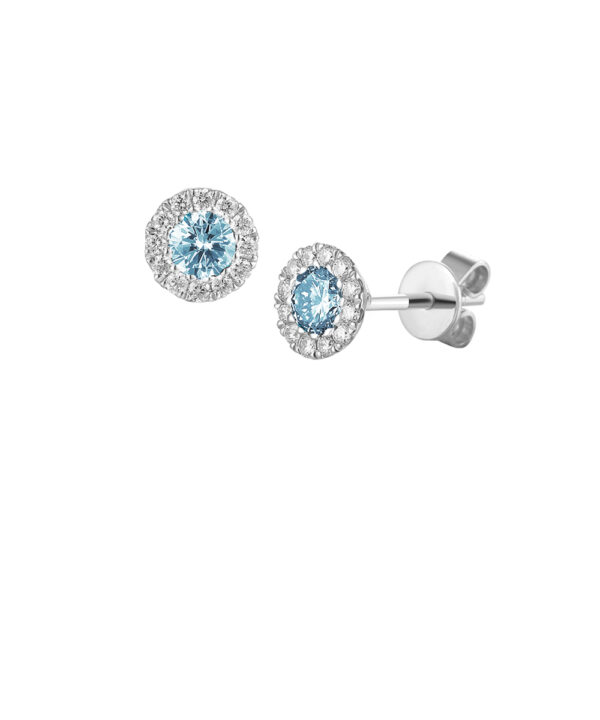 Aquamarine & Diamond Halo Stud Earrings