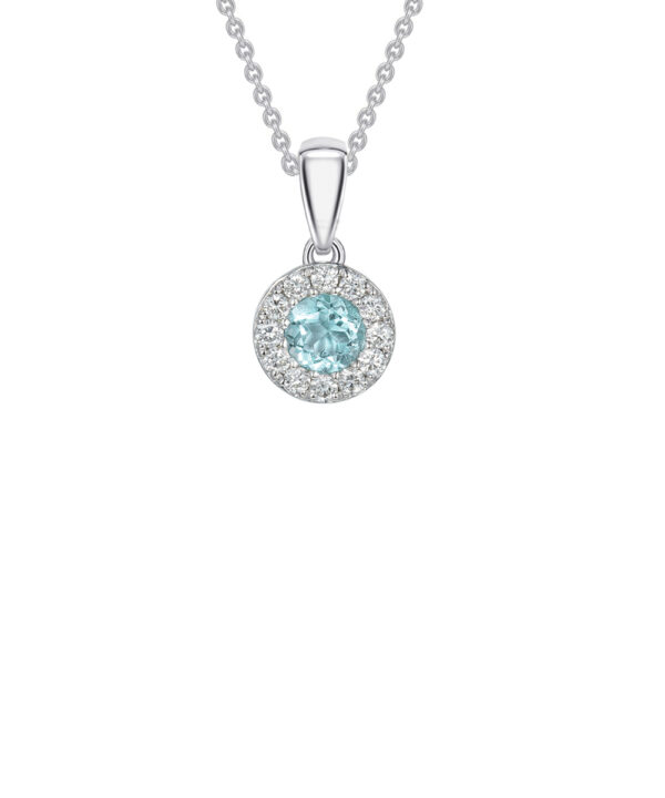 Aquamarine & Diamond Halo Pendant