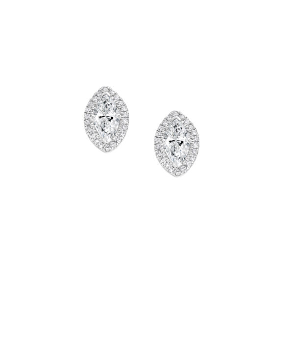 Marquise Diamond Halo Stud Earrings