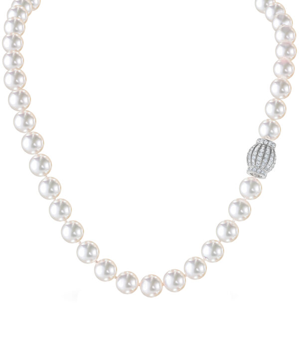 Pearl Collar Necklace with Decorative Barrel Clasp