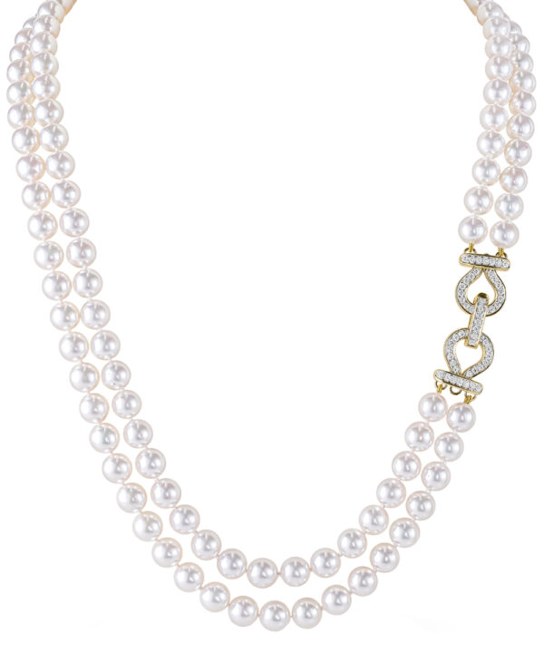 Double Row Pearl Necklace with Decorative Clasp