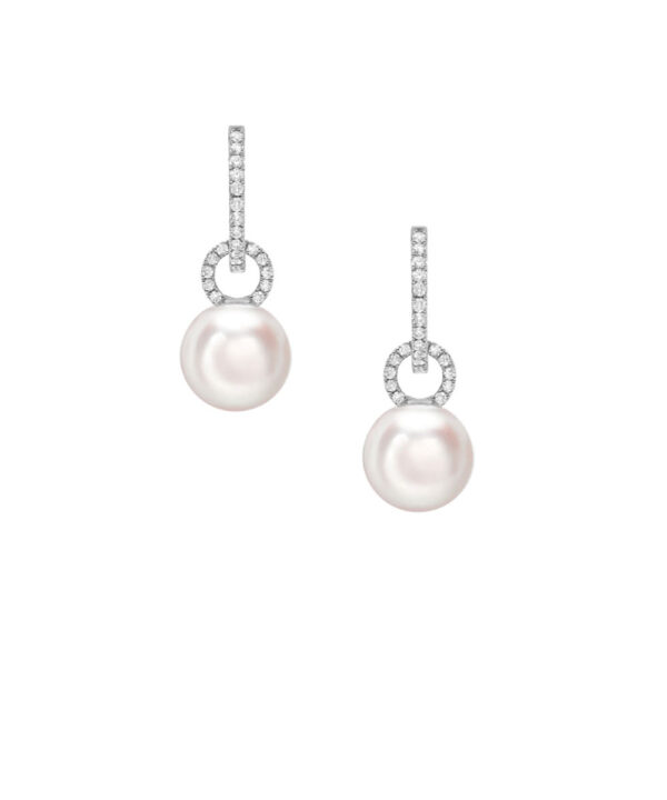 Akoya Pearl & Diamond Loop Earrings