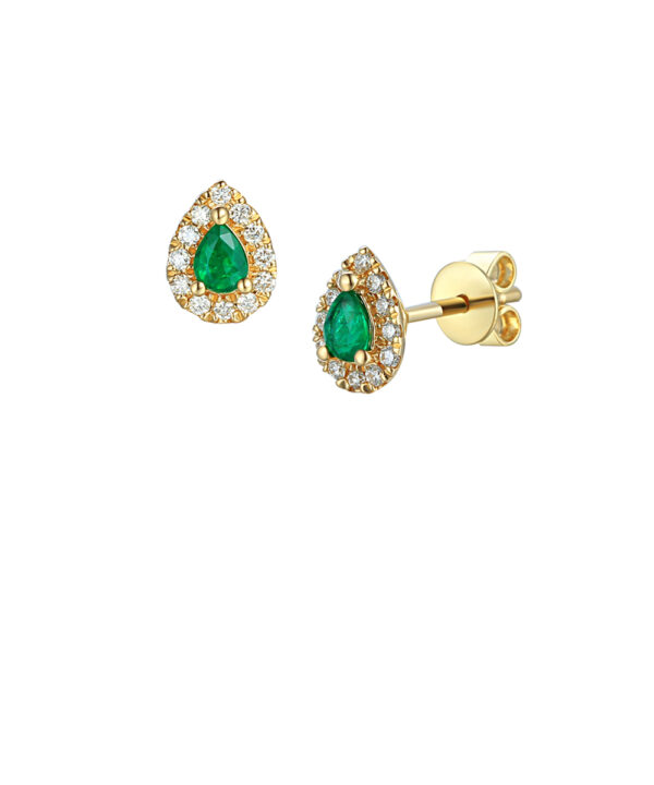 Emerald & Diamond Halo Stud Earrings