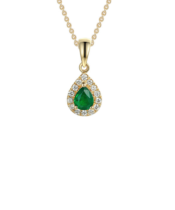 Emerald & Diamond Halo Pendant