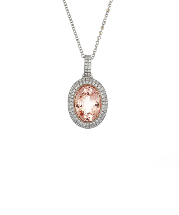 Oval Morganite & Diamond Cluster Pendant