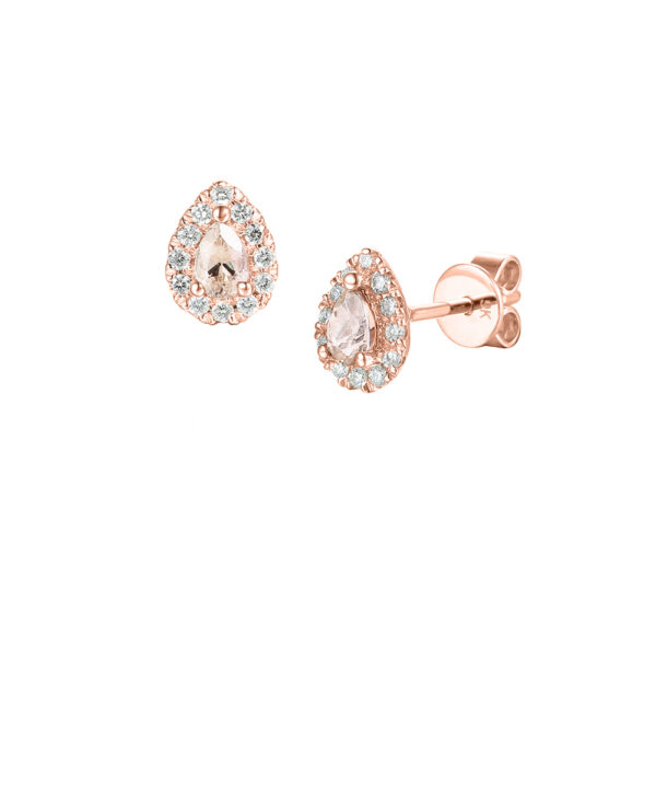 Morganite & Diamond Halo Stud Earrings