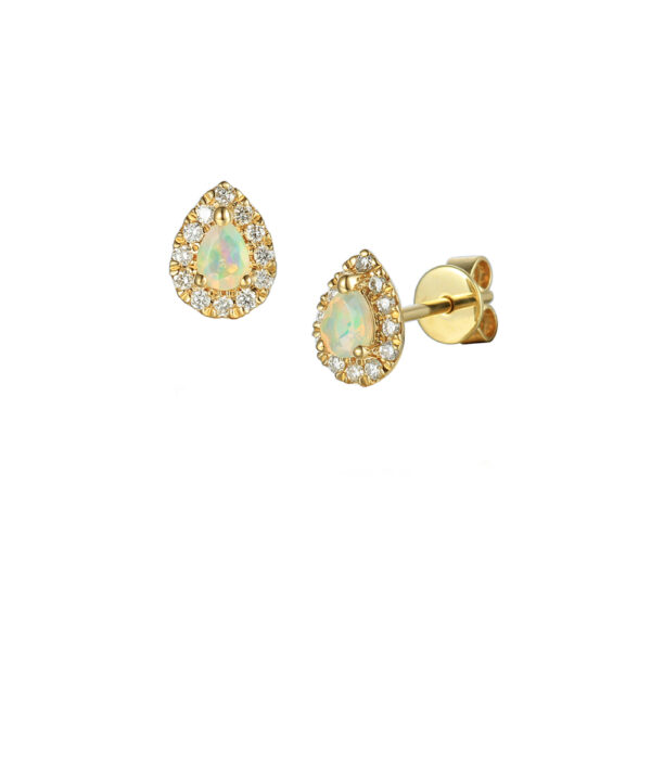 Opal & Diamond Halo Stud Earrings