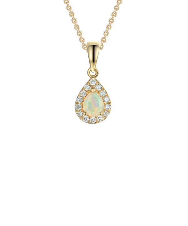 Opal & Diamond Halo Pendant