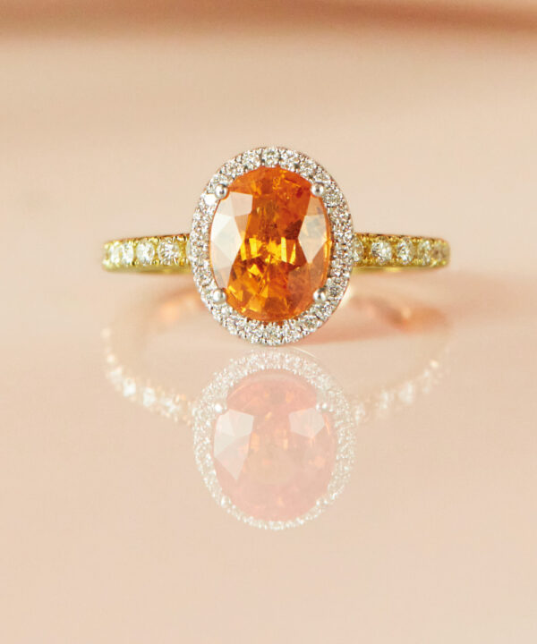 Spessartite & Diamond Thea Ring