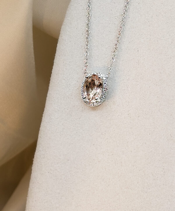 Morganite & Diamond White Gold Pendant