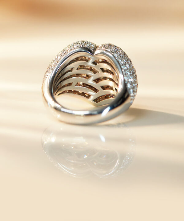 Pre-owned Diamond Set Heart Shaped Bombe Ring - Image 2