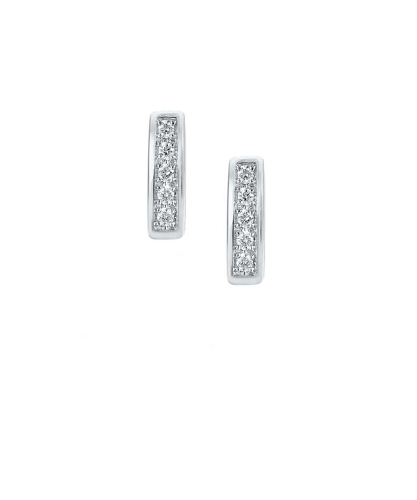 Platinum Diamond Bar Studs Earrings