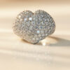 Pre-owned Diamond Set Heart Shaped Bombe Ring