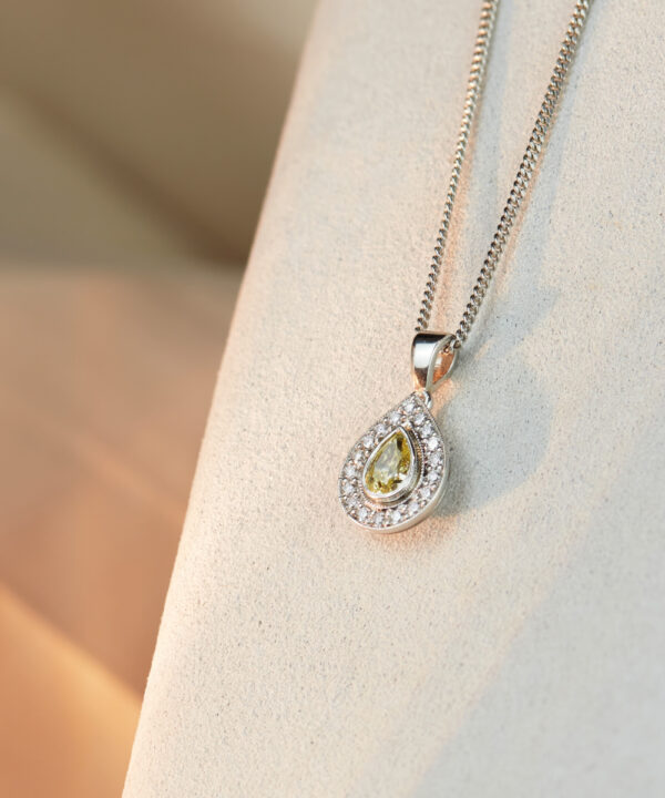 Fancy Yellow Diamond Halo Pendant - Image 3