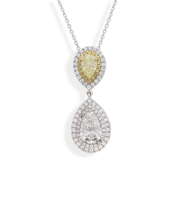 Yellow Pear Diamond Illusion Set Halo Pendant