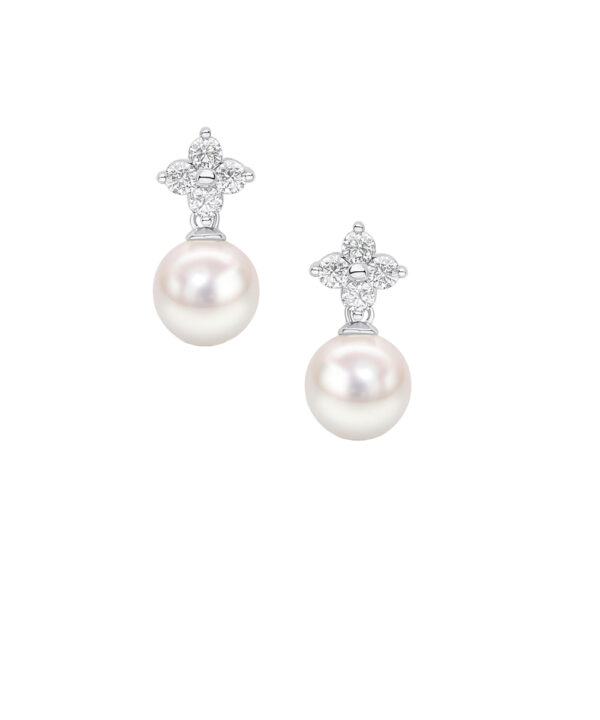 Akoya Pearl & Diamond Earrings – 18ct White Gold