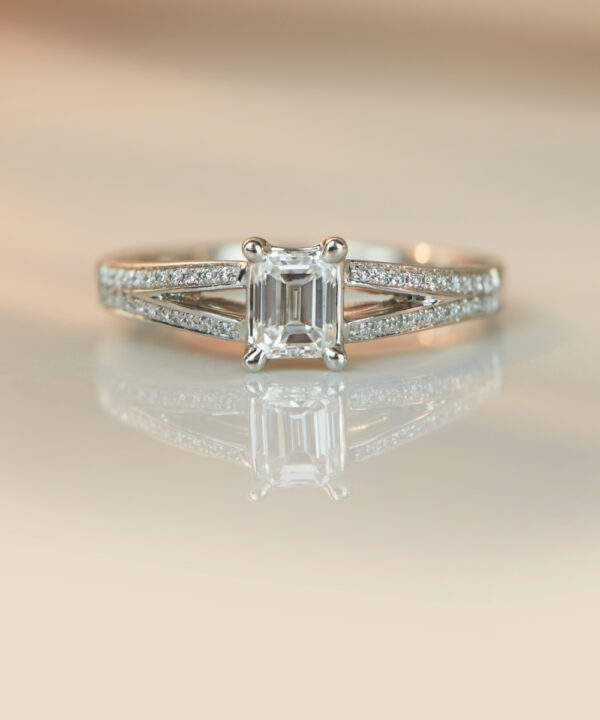 0.56ct H VS1 Emerald Cut Diamond Engagement Ring