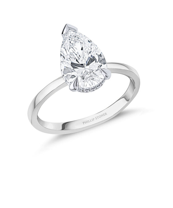 Lab Grown 2ct D VS1 Pear Cut Diamond Ring