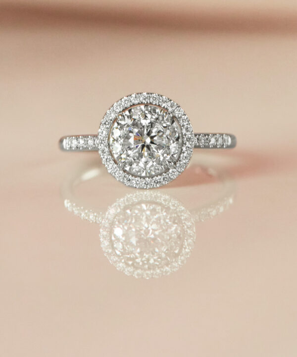 Illusion Set Round Brilliant Diamond Halo Ring