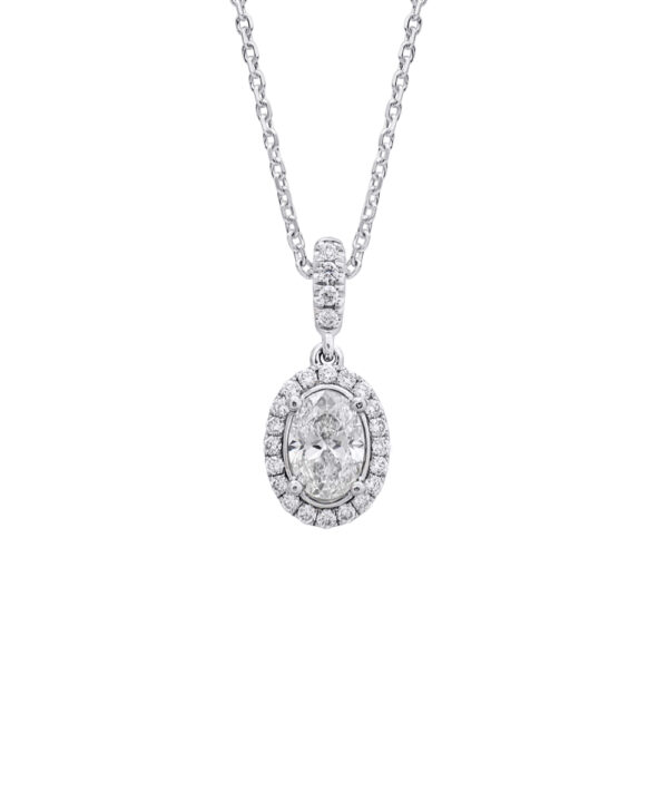 0.60ct Oval Cut Diamond Cluster Pendant – Platinum