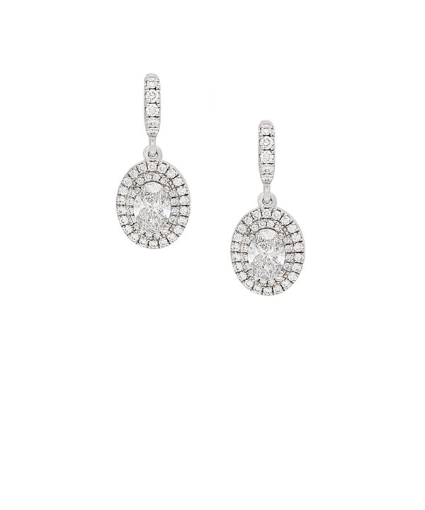 Oval Cut Diamond Illusion Set Earrings