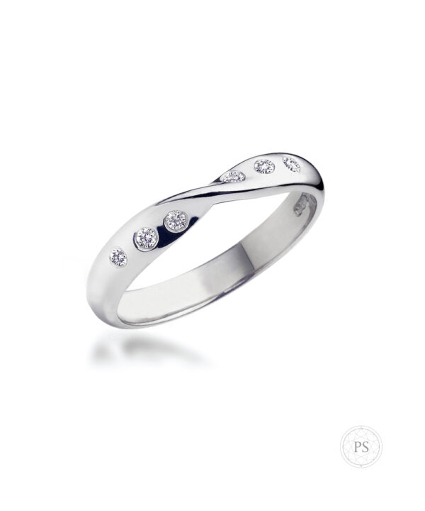 Pinched Diamond Set Wedding Band – Platinum - Image 2