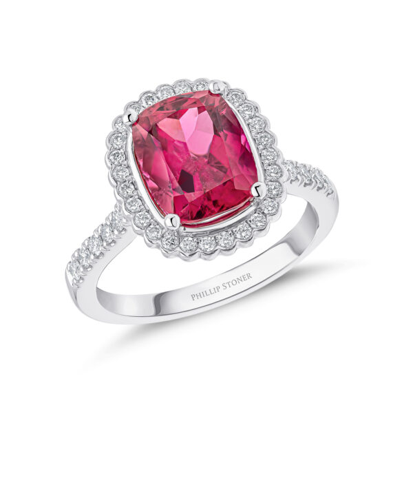 3.05ct Pink Tourmaline & Diamond Cocktail Ring