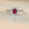 0.57ct Cushion Cut Ruby & Diamond Halo Ring