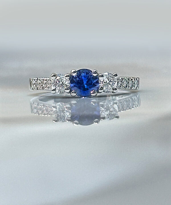 0.48ct Sapphire & Diamond Three Stone Ring