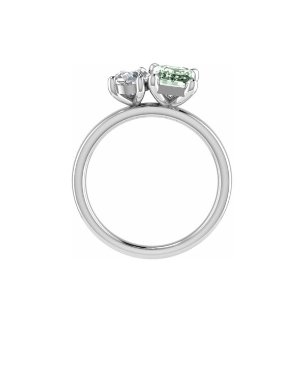 Toi et Moi Lab Grown Green Diamond Ring - Image 2