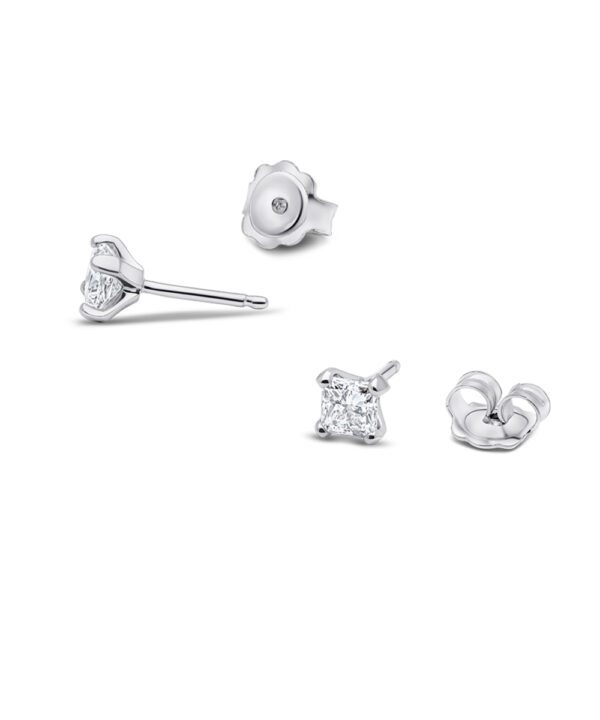 Princess Cut Diamond Stud Earrings - Image 2