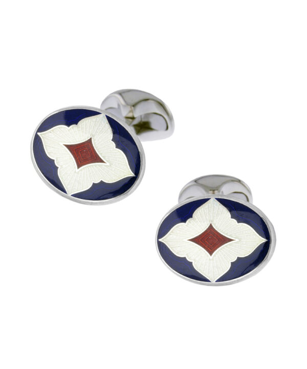 Silver Enamelled Quatrefoil Cufflinks