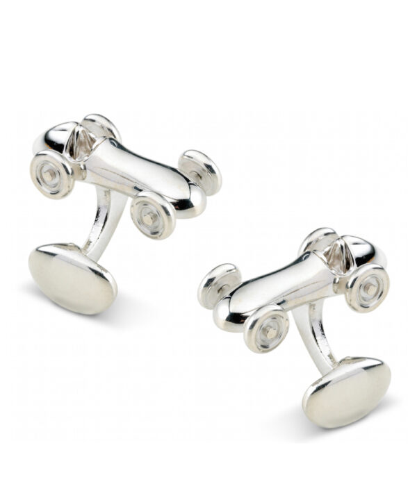 Silver Vintage Racing Car Cufflinks