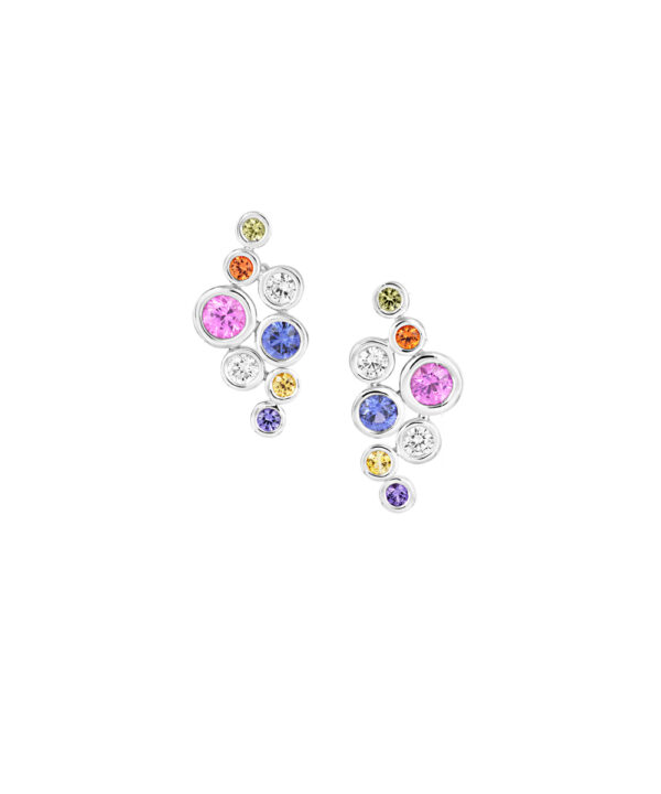 Rainbow Sapphire & Diamond Bubble Earrings