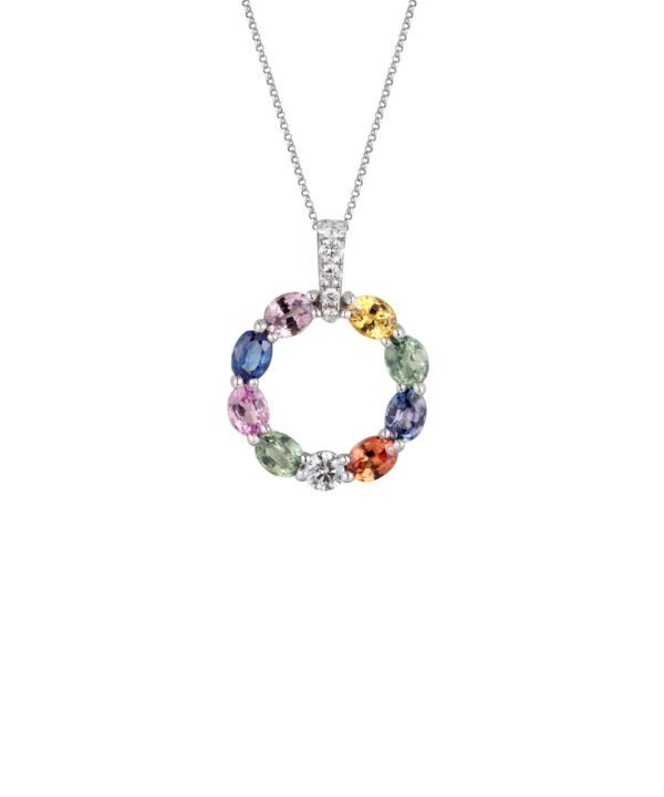 Rainbow Sapphire Loop Pendant