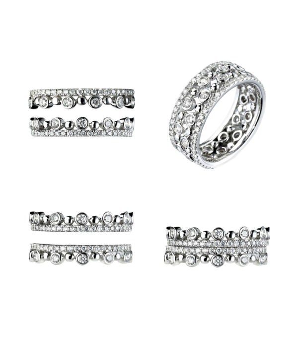 Pair of Beaded Diamond Stacking Rings - Image 4